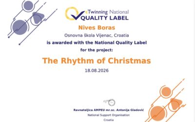 eTwinning projekt „The Rhythm of Christmas“ nagrađen Nacionalnom oznakom kvalitete